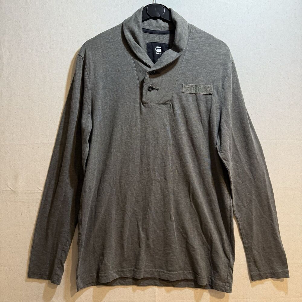 G-STAR RAW Men Gilik Henley Sweater Jumper Men Size Small Green